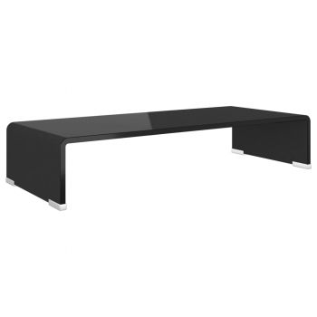 Stand TV/suport monitor din sticlă, negru, 60x25x11 cm