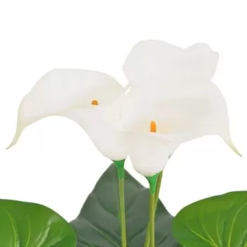 Floare de cala crin artificiala cu ghiveci, alb