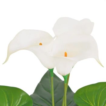 Floare de cală crin artificială cu ghiveci, 45 cm, alb