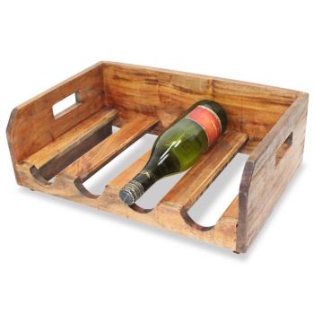 Suporturi sticle de vin, 4 buc, 16 sticle, lemn masiv reciclat