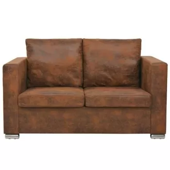Canapea cu 2 locuri, maro, 137 x 73 x 82 cm