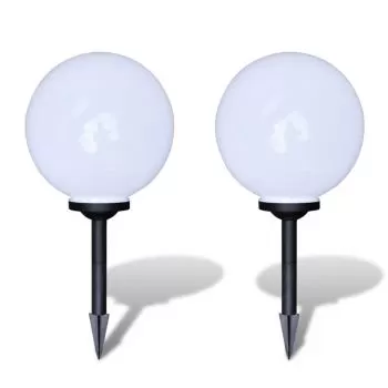 Lampi solare de gradina in forma de glob cu tepusa LED 2 buc., alb, 30 cm