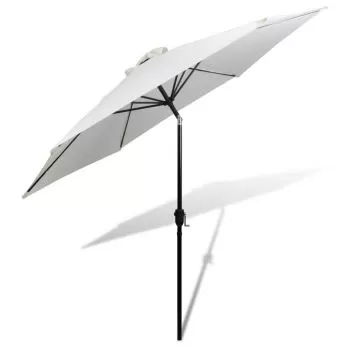 Umbrelă de soare cu stâlp din oțel 3m, alb nisipiu