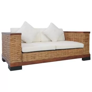 Canapea de 2 locuri cu perne, maro, 155 x 78 x 66 cm