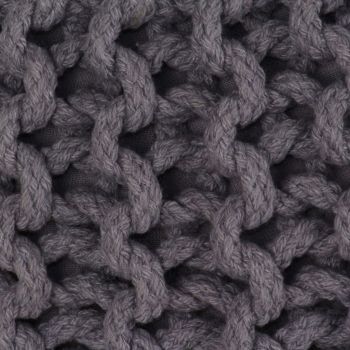 Puf tricotat manual, bumbac, 50 x 35 cm, gri