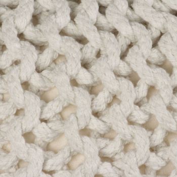 Puf tricotat manual, bumbac, 50 x 35 cm, alb