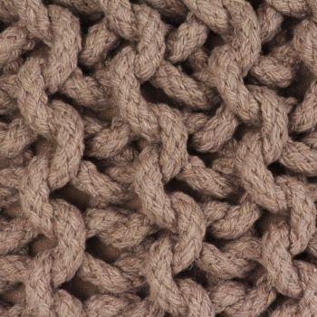 Puf tricotat manual, bumbac, 50 x 35 cm, maro