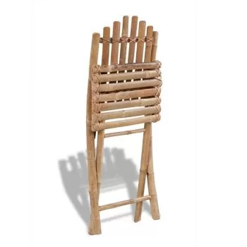 Set 2 scaune pliabile din lemn de bambbus, maro