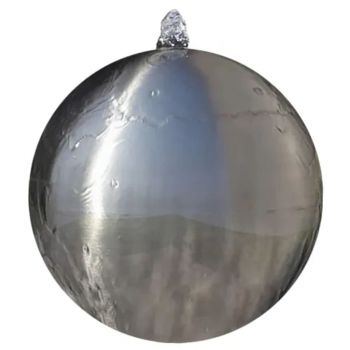 Fantana sferica de gradina cu LED-uri, argintiu, 40 cm