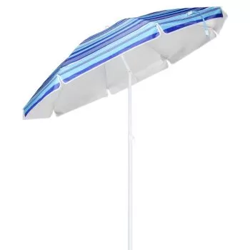 Umbrelă de plajă, albastru cu dungi, 200 cm