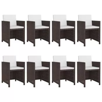 Set mobilier de exterior cu perne, 9 piese, maro si negru