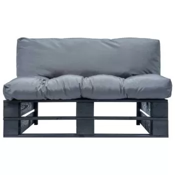 Canapea de gradina din paleti cu perne gri, negru si gri, 110 x 66 x 65 cm