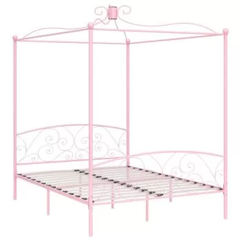 Cadru de pat cu baldachin, roz, 180 x 200 cm