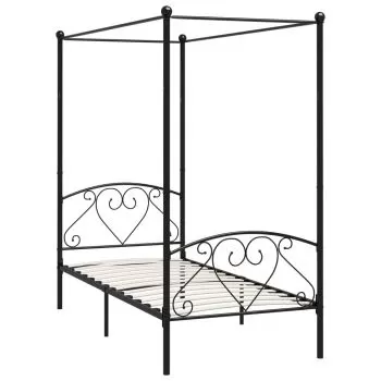 Cadru de pat cu baldachin, negru, 100 x 200 cm