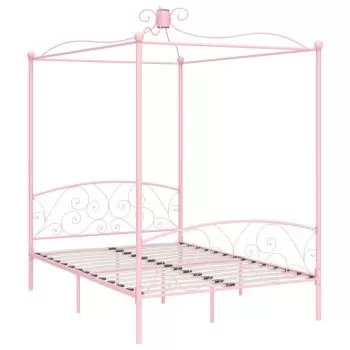 Cadru de pat cu baldachin, roz, 120 x 200 cm