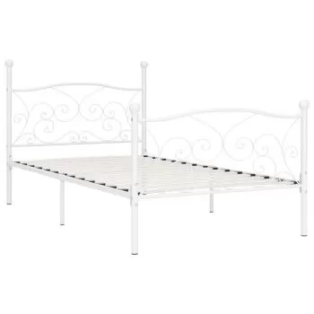 Cadru de pat cu baza din sipci, alb, 100 x 200 cm