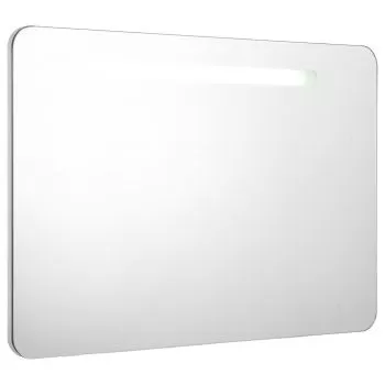 Dulap de baie cu oglinda si LED, alb, 80 x 11 x 55 cm