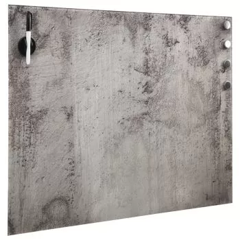Tablă magnetică de perete, 40 x 40 cm, sticlă, gri beton