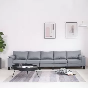 Canapea cu 5 locuri, gri deschis, 310 x 70 x 75 cm