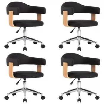 Set 4 bucati scaune de bucatarie pivotante, negru si maro deschis, 49.5 x 51.5 x 115.5 cm