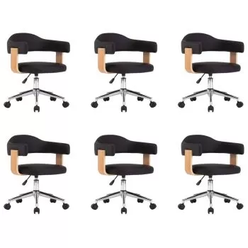 Set 6 bucati scaune de bucatarie pivotante, negru si maro deschis, 49.5 x 51.5 x 115.5 cm