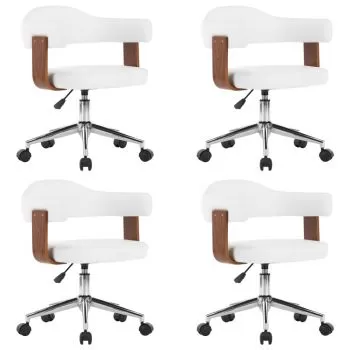 Set 4 bucati scaune pivotante de masa, alb, 49.5 x 51.5 x 115.5 cm
