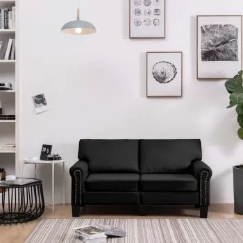 Canapea cu 2 locuri, negru, 145 x 70 x 75 cm