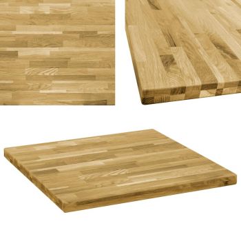 Blat de masă, lemn masiv de stejar, pătrat, 44 mm, 70x70 cm