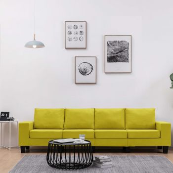 Canapea cu 4 locuri, galben, 254 x 70 x 75 cm