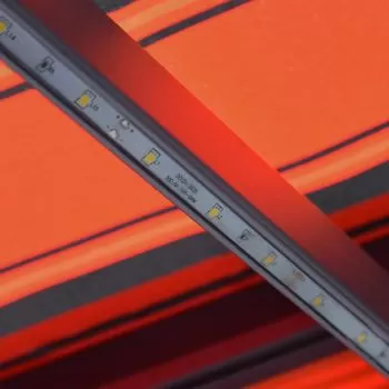 Copertina retractabila senzor vant & LED oranj/maro 350x250 cm, portocaliu si maro, 350 x 250 cm