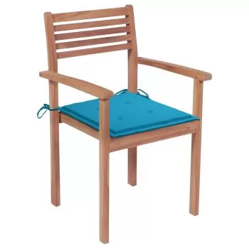 Set 2 bucati scaune de gradina cu perne albastre, albastru