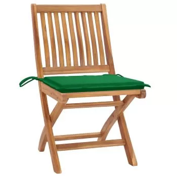 Set 2 bucati scaune de gradina cu perne verzi, verde