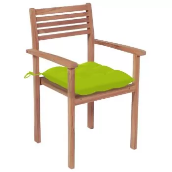 Set 4 bucati scaune de gradina cu perne verde aprins, verde deschis