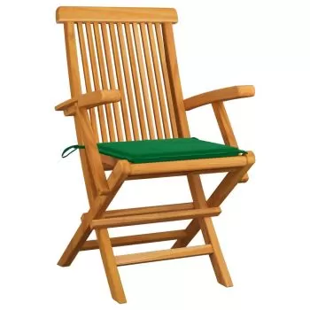 Set 6 bucati scaune de gradina cu perne verzi, verde