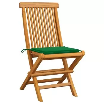 Set 4 bucati scaune de gradina cu perne verzi, verde