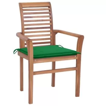 Set 2 bucati scaune de bucatarie cu perne verzi, verde