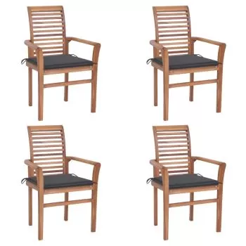 Set 4 bucati scaune de masa cu perne, antracit