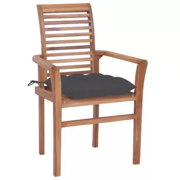 Set 2 bucati scaune de masa cu perne antracit, antracit