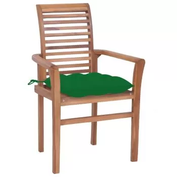 Set 2 bucati scaune de masa cu perne verde, verde
