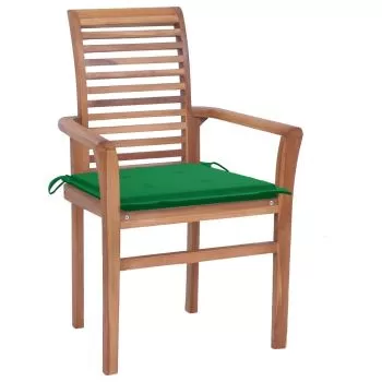 Set 4 bucati scaune de bucatarie cu perne verzi, verde