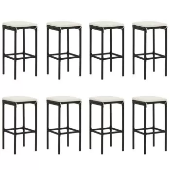 Set mobilier bar de gradina cu perne, 9 piese, negru,140.5 cm