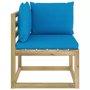 Canapea de gradina coltar cu perne, albastru deschis