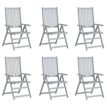 Set 6 bucati scaune gradina rabatabile cu perne, albastru