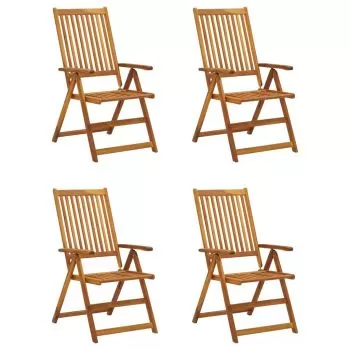 Set 4 bucati scaune gradina rabatabile cu perne, gri cu model