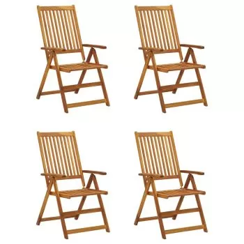 Set 4 bucati scaune gradina rabatabile cu perne, gri taupe