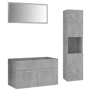 Set mobilier de baie, gri beton, PAL