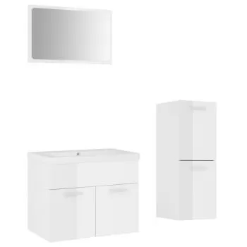 Set mobilier de baie, alb lucios, 60 x 38.5 x 46 cm