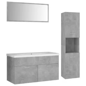 Set mobilier de baie, gri beton, 90 x 38.5 x 46 cm