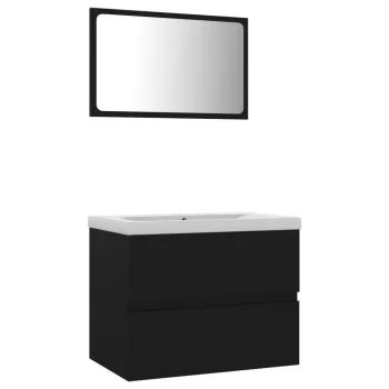 Set mobilier de baie, negru, 60 x 38.5 x 45 cm