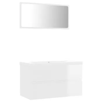 Set mobilier de baie, alb lucios, 80 x 38.5 x 45 cm